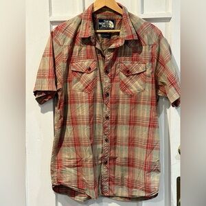 The North Face Red and Tan Plaid Men's Shirt